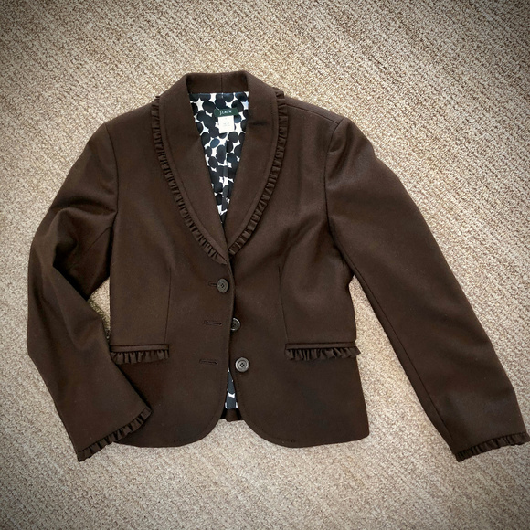 J. Crew Brown Felted Wool 3-Button Blazer Size 6 - Picture 6 of 7